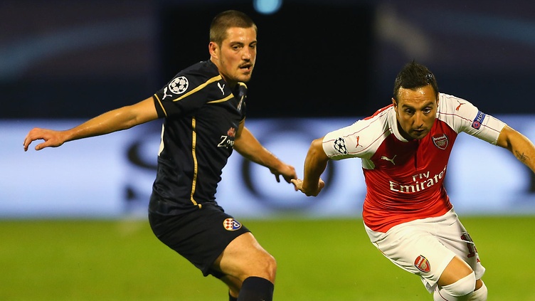 Arijan Ademi pictured here with Arsenal's Carzola has been handed a four year match ban - Image via MTV.fi