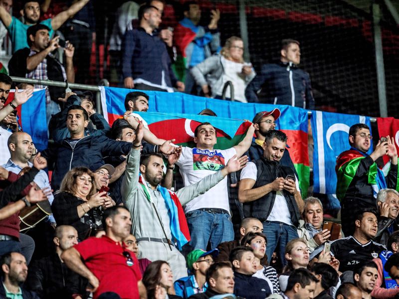Qarabag fans were celebrating on Wednesday night in Copenhagen. MADS (CLAUS RASMUSSEN/AFP/Getty Images)