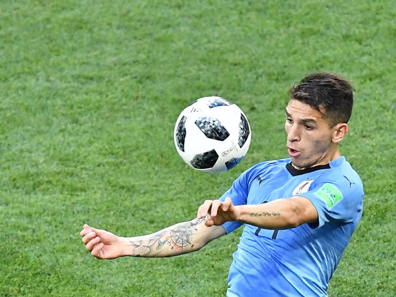 Lucas Torreira will be a key player for Uruguay (Photo by JOE KLAMAR / AFP)