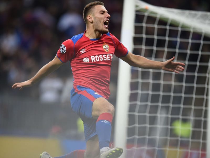 Nikola Vlasic of PFC CSKA Moscow celebrates after scoring a goal during the Group G match of the UEFA Champions League between CSKA Moscow and Real Madrid at the Luzhniki Stadium on October 02, 2018 in Moscow, Russia. (Photo by Epsilon/Getty Images)